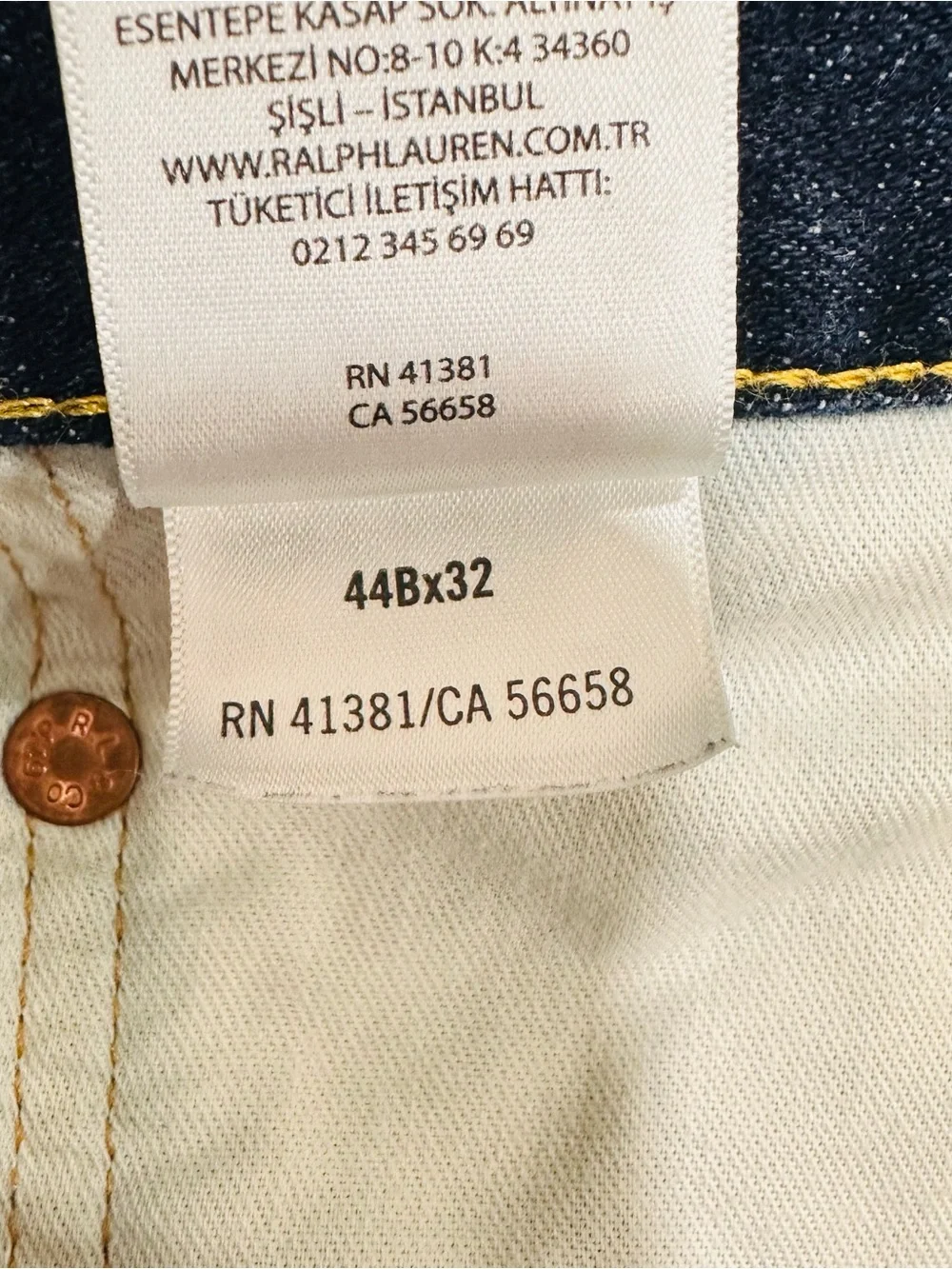 Polo Ralph Lauren Men's Dark Indigo Blue Denim Jeans Authentic Size 44x32